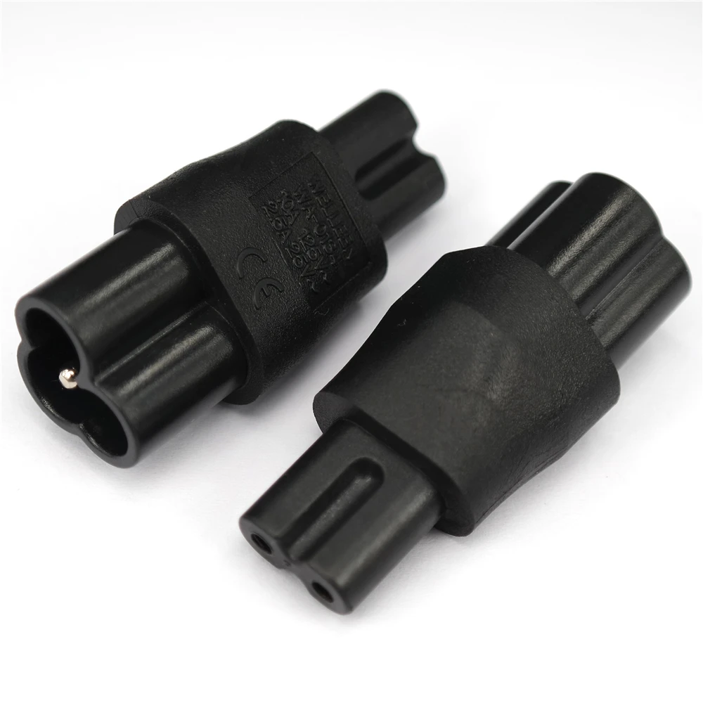Universal AC Power Adapter Converter, C5 to C8, 3-Pin Female to 2-Pin Male, IEC 320