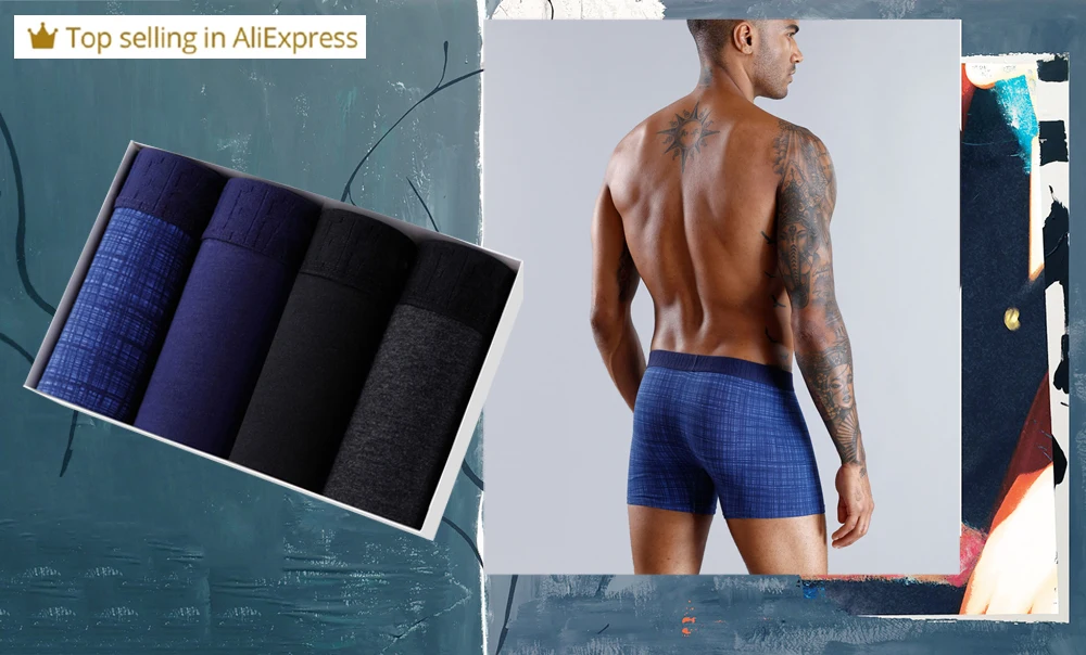 4 stücke Lange Herren Unterhose Boxer Baumwolle Schlüpfer der Männer Sexy Unterwäsche Für Mann Sportliche Boxer Shorts Mode Homme Stamm geschenk – Detail 3