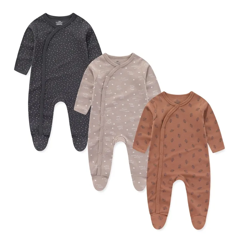 3Pieces Cotton Baby Girl Clothes Sets Cartoon New Born Baby Boy Clothes Autumn Long Sleeve Footie Jumpsuits Zipper Spring Bebes