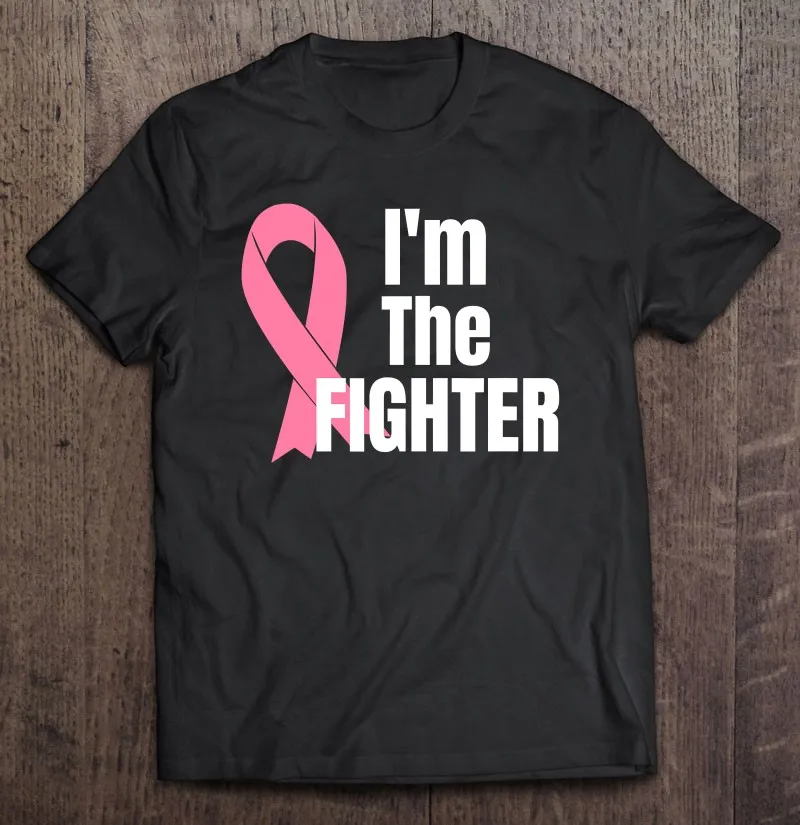 Футболка мужская хлопковая информирование о раке груди с розовой лентой Im The Fighter