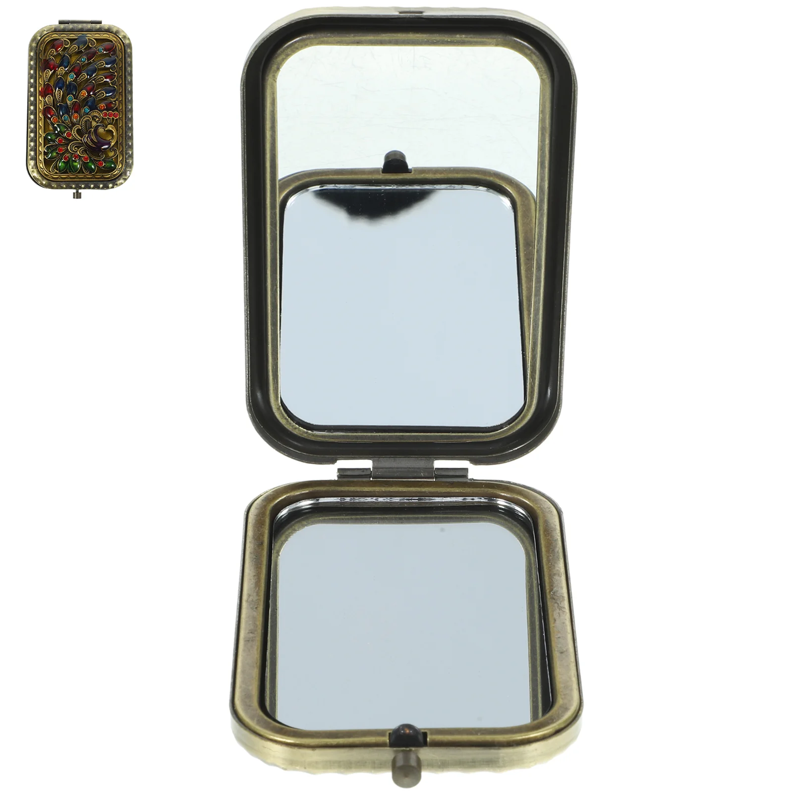 Metal Compact Mirror Travel Portable Mirror Folding Vanity Mirror Makeup Purse Mirror Bag Random Color 20 5cm metal purse frame rectangle bag screw diy part for ball kiss clasp lock hardware