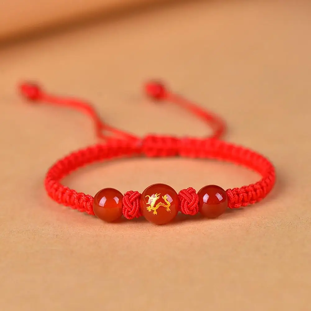 Braccialetto Lucky Dragon In Stile Cinese 2024 Dragon Year Red Rope Beading Bracciale Gioielli Regalo Per Le Donne