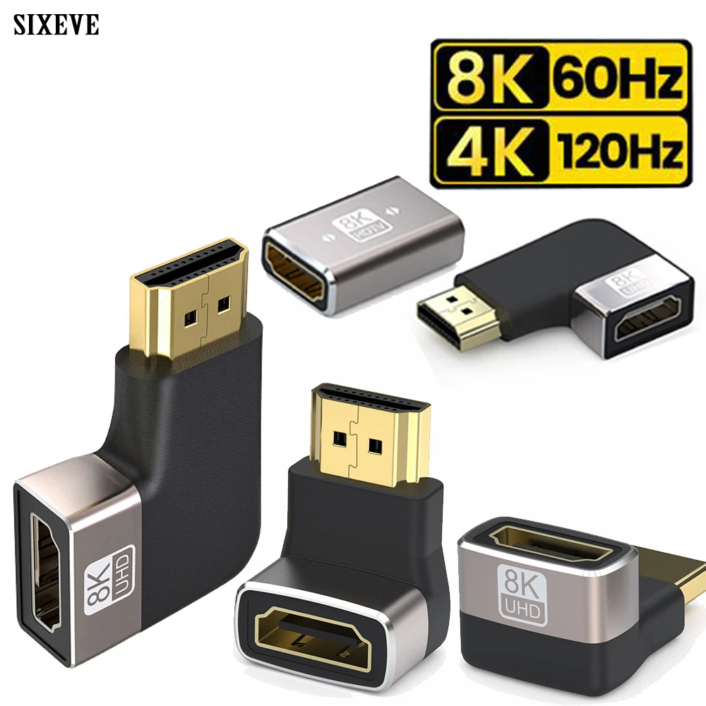 8K 60Hz 90-Degree Elbow HDMI U-Shaped Extender Adapter