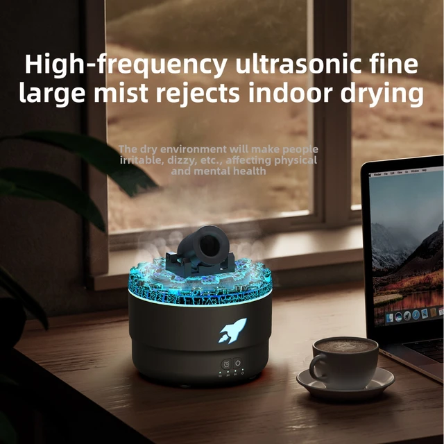 1pc Creative Fort Colorful Crack Aromatherapy Machine Home Desktop Small Ultrasonic Smoke Ring Humidifier. Suitable as a gift 4