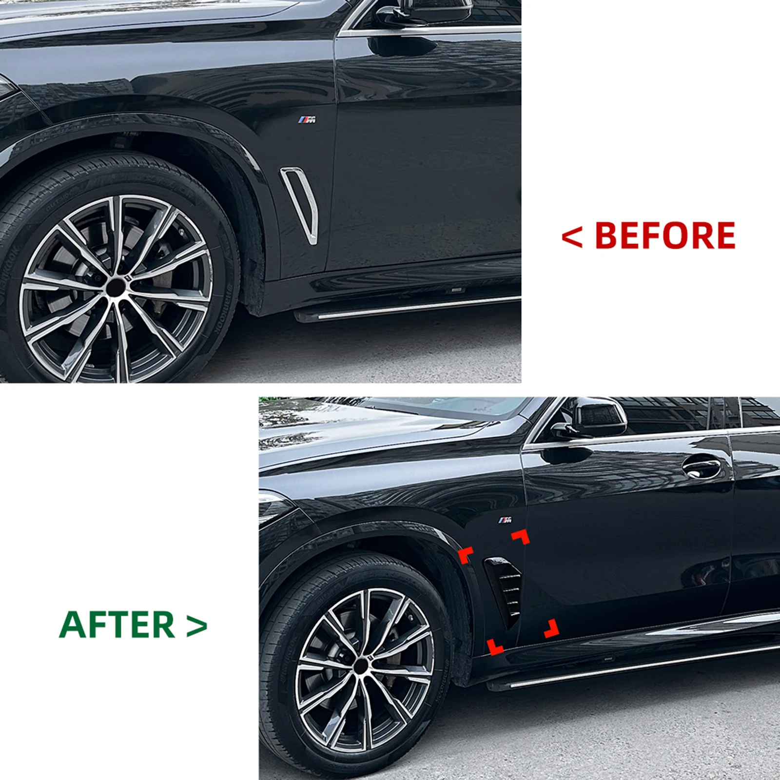 Voorspatbord Side Vent Cover Trim Voor BMW X5 G05 X5M F95 2019-2022 Glanzend Zwart blad board