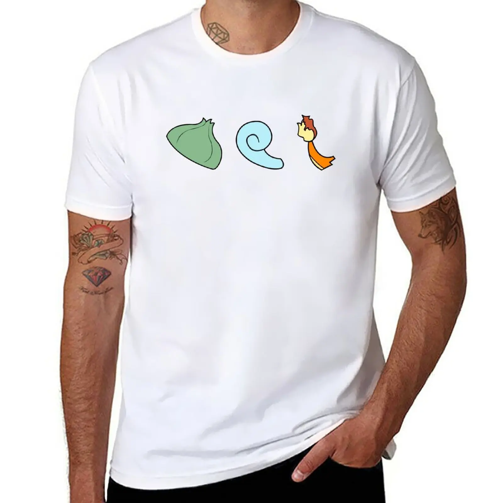 

Water Fire Grass T-Shirt tops boys animal print T-shirts for men cotton