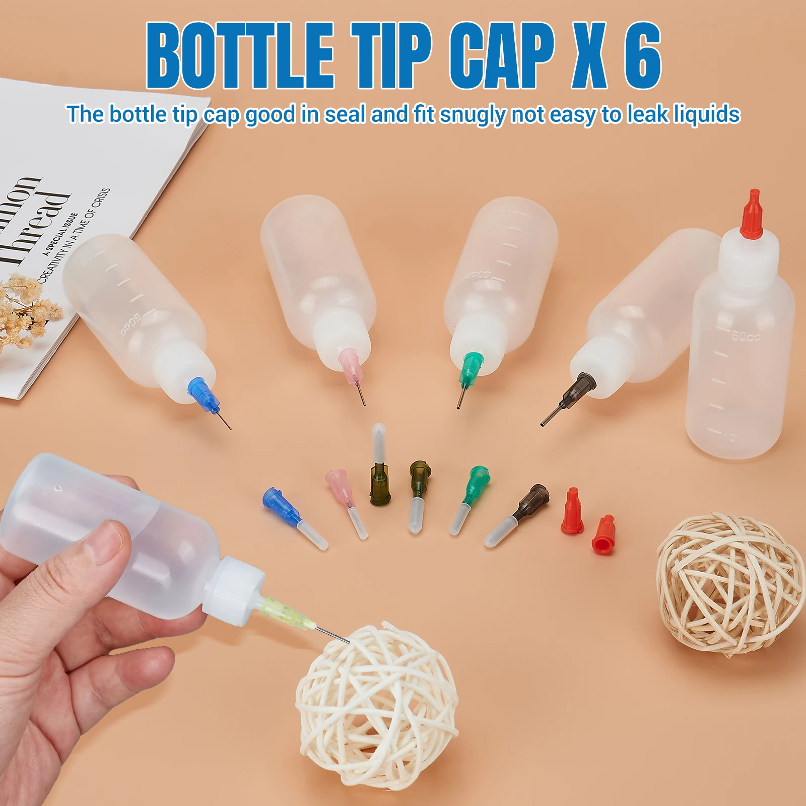 Applicateurs à aiguille 50ml pour distribution précise, idéals pour colle et peinture