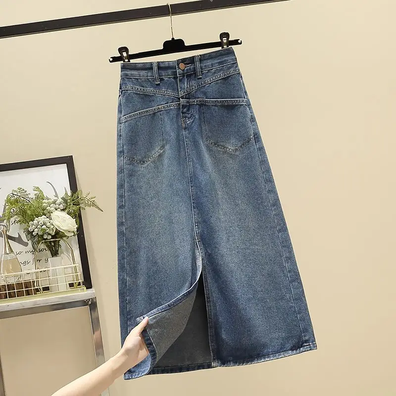 

Korean Style Fashion High Waist Denim Skirt Women 4xl 5xl Casual Vintage Spring Summer Jeans Skirt Y2k Harajuku Streetwear Skirt