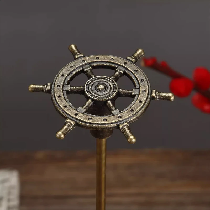 Metal Chinese Brush Pen Holder with Ink Stone Base Calligraphy Rest Ink Hanger 6 Hooks Writing Brush Holder