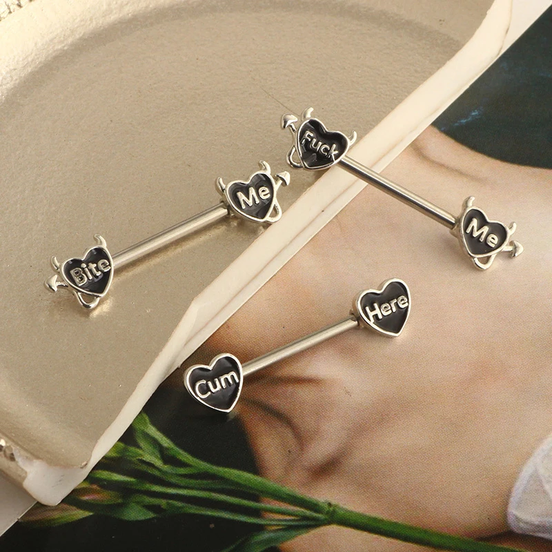 Piercing Nipples Heart Rings Barbell Piercing Nipple Piercing
