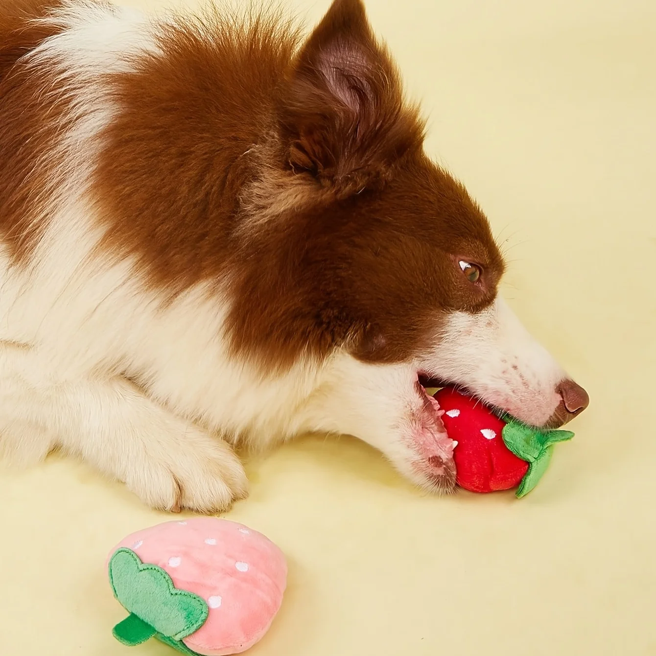 1pc Cute Strawberry Design Pet Grinding Teeth Plush Toy, Chew Toy For Dog Interactive Supply 4