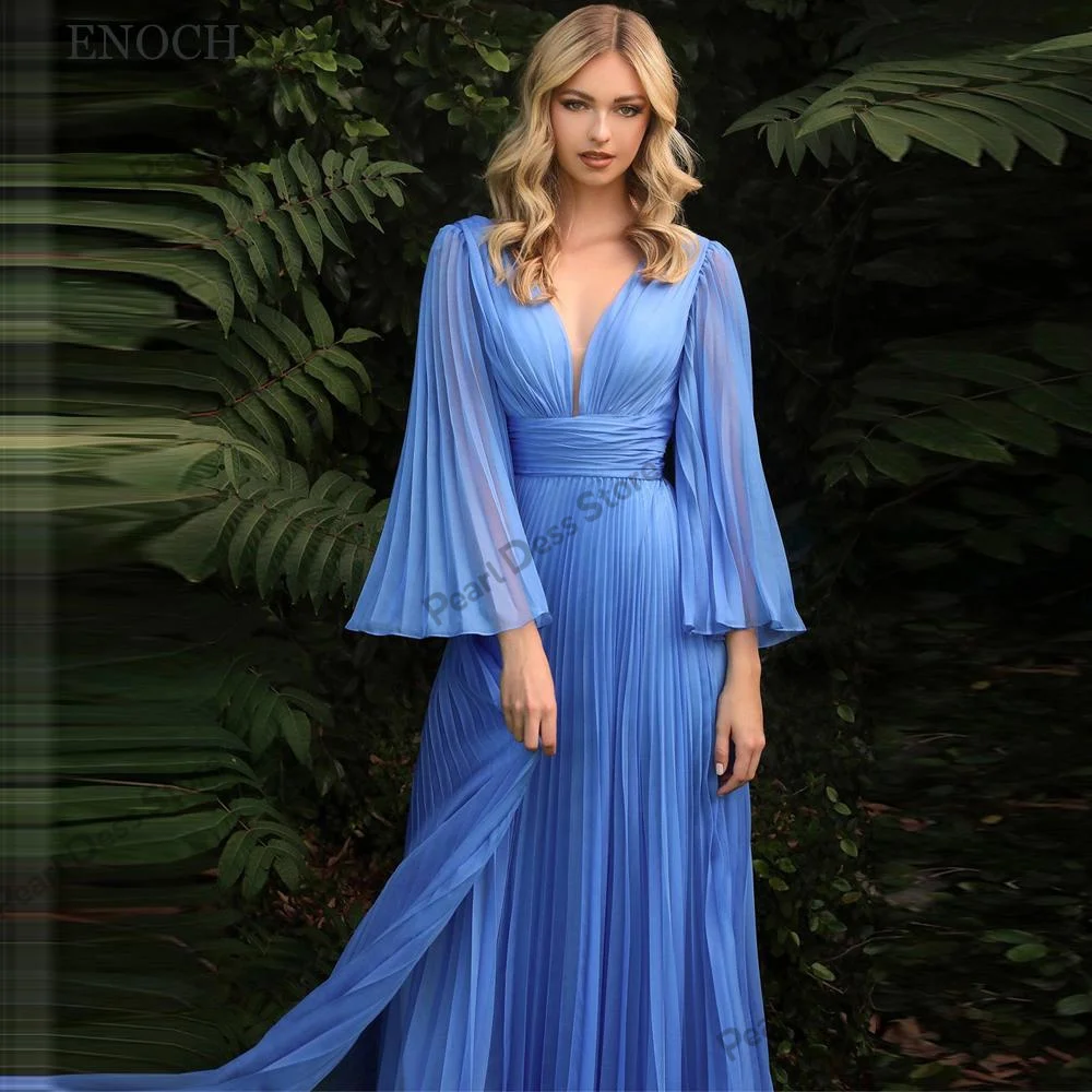 

Hot selling 2023 new minimalist V-neck long sleeved bridesmaid dress wedding guest dress bridesmaid evening dress