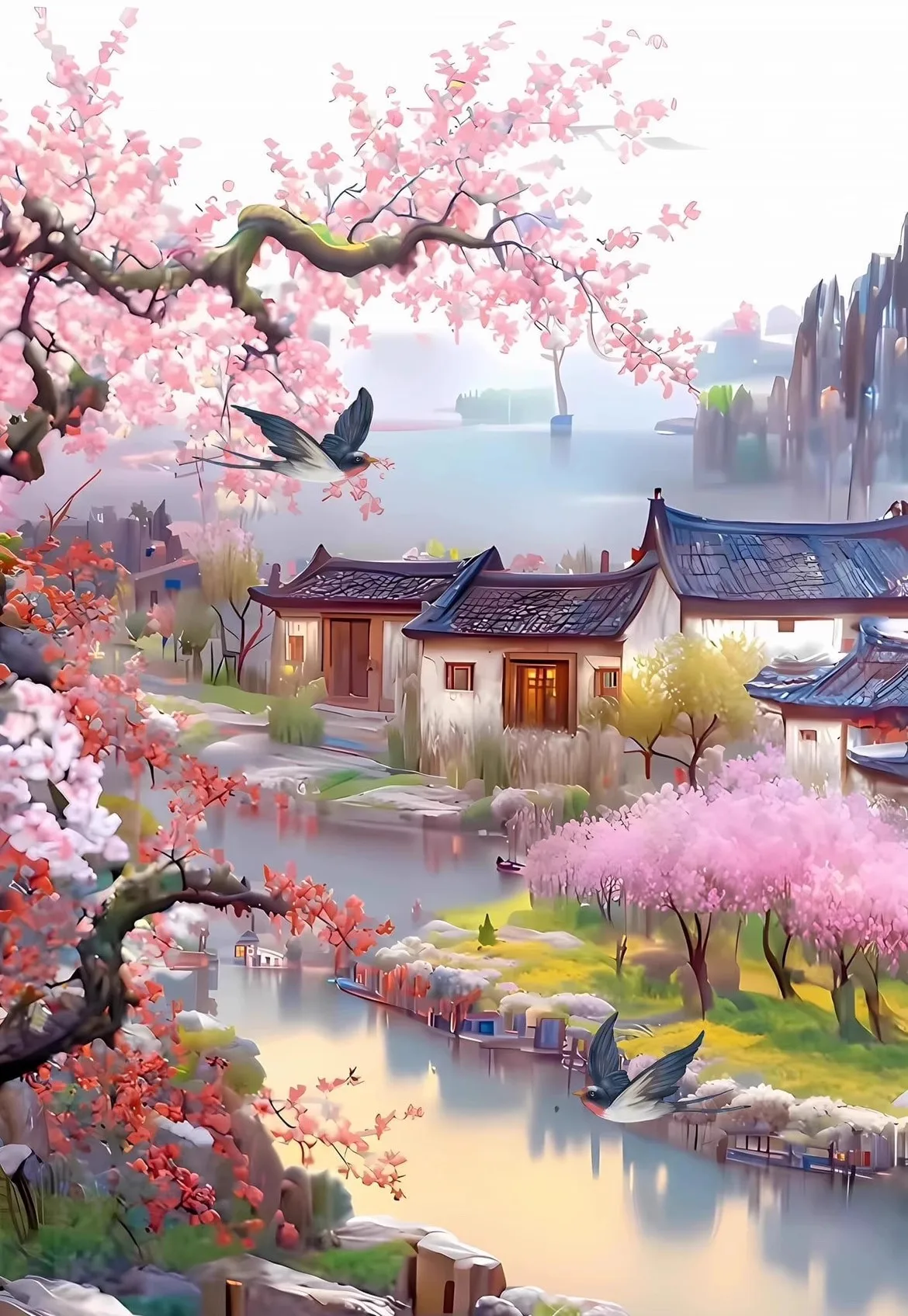 

Наборы для вышивки крестиком 11CT рукоделие ручной работы Набор для вышивки персиковый цвет сельская местность