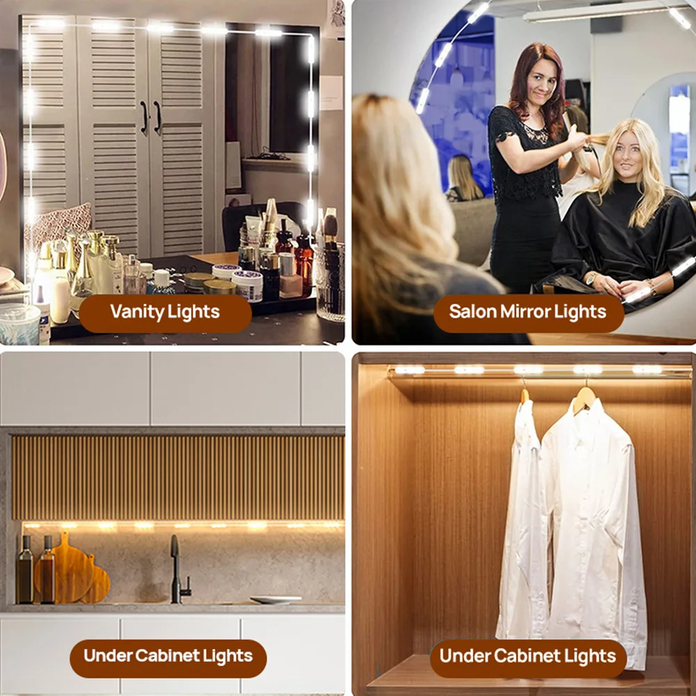 10FT Flexible LED Strip Light 3 Color Temperature USB Mirror Strip Lights Dimmable for Makeup Vanity Table & Bathroom Mirror