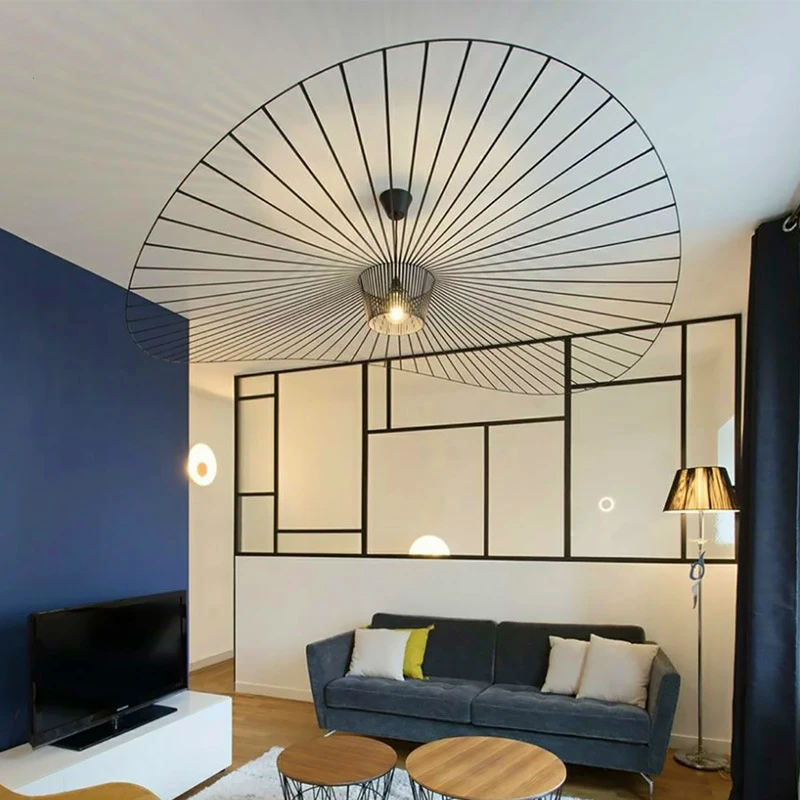 YUXN Vertigo - Lámpara Colgante LED Vintage Para Sala De Estar, Altura De Luz Ajustable, Fibra De Vidrio/poliuretano E27 Para Pantalla De Restaurante (63.0 In, Negro