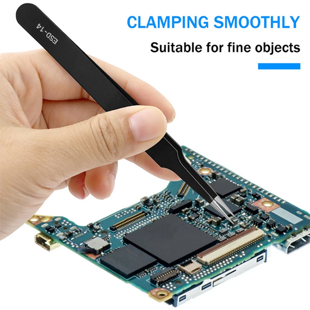 9 in 1 Tweezers Kit Anti Static Stainless Steel Forceps Hand Tools Set for Electronics Mobile Phone Repair BGA Work Tools precision tweezers tweezer tool esd anti static tweezers phone repair tweezers