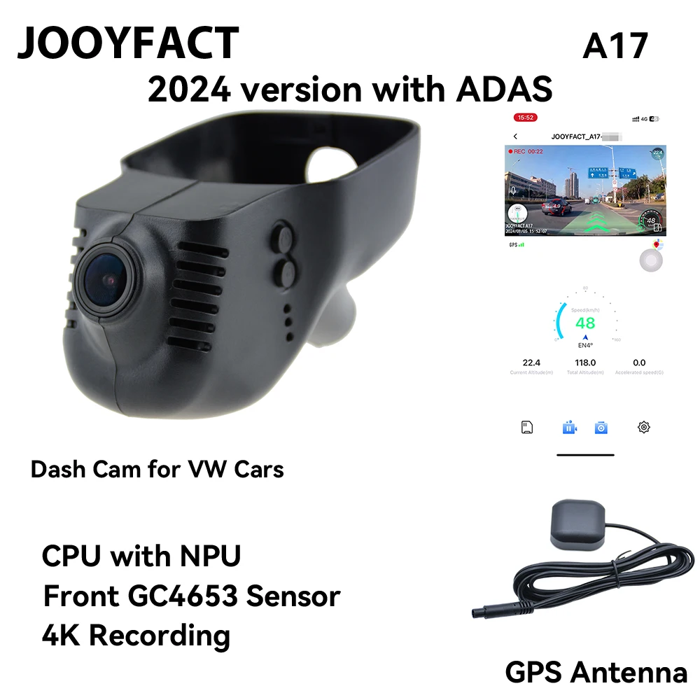 Dash Cam JOOYFACT A17 Car DVR Registrator Dash Cam Camera Video Recorder 4K ADAS A7H Novatek Sony WiFi For VW Volkswagen Skoda Cars