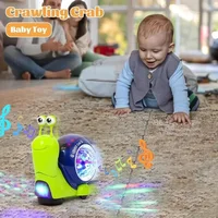 Disco Snail Toy,Crawling Snail Light Up Toy Musical Crawling Toys with Avoid Obstacles Function Interactive Baby Sensory Toys 2