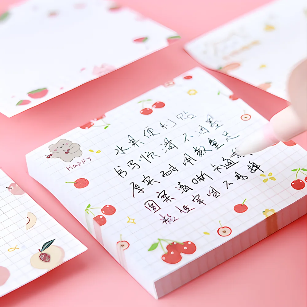 Cute Strawberry Fruit Sticky Notes Memo Pads Kawaii Funny Post Notepads Aesthetic Stationery Tabs Check List To Do Daily Planner 6