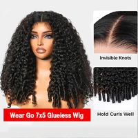 300% Wear And Go 7x5 birman bouclés sans colle perruques cheveux humains 13x6 HD dentelle frontale perruque vraie oreille à oreille avec Invisible cordon perruque 3