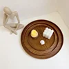 Nordic Decorative Tray Wooden Tray Retro Round Serving Plate Fruit Dessert Storage Trays Coffee Cup Mat Pad Home Decor  나무 트레이 6