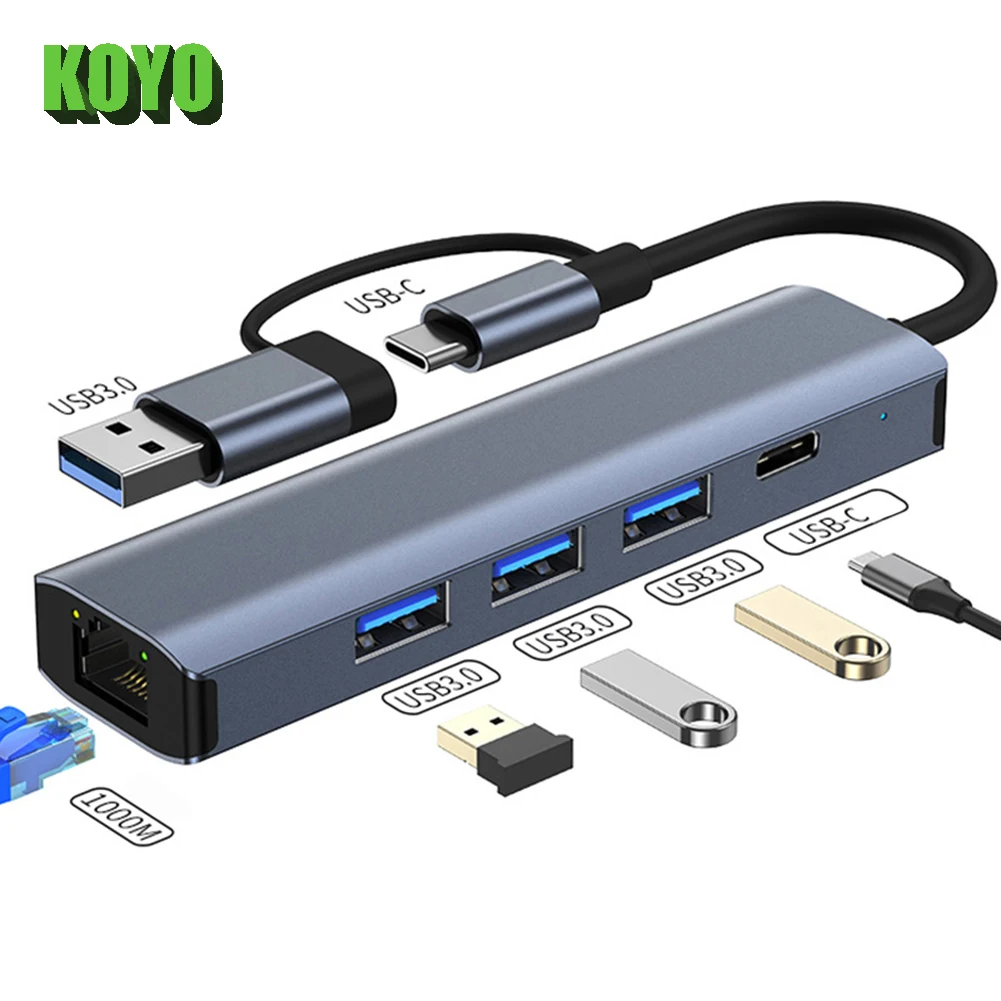 Adattatore Ethernet Usb 7 In1 1000/100Mbps Hub Usb3.0 Hdmi 4K Thunderbolt 3 Docking Station Laptop Usb-C Hub Scheda Di Rete