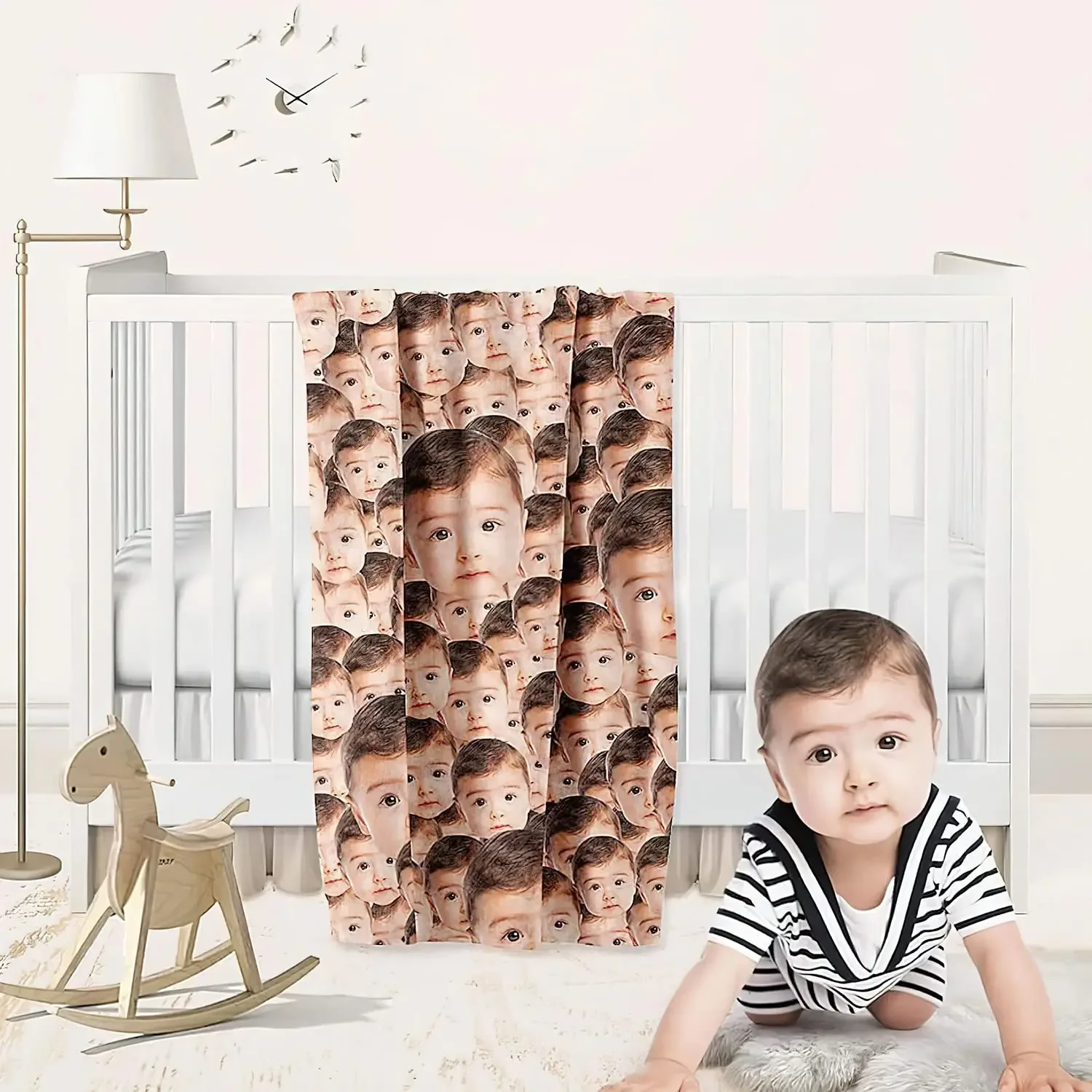 Custom Photo Face Blanket, Personalized Faces All Over Blanket, Funny Face Blanket for Couch Gift for Valentine Spouse, Gag Gift 5