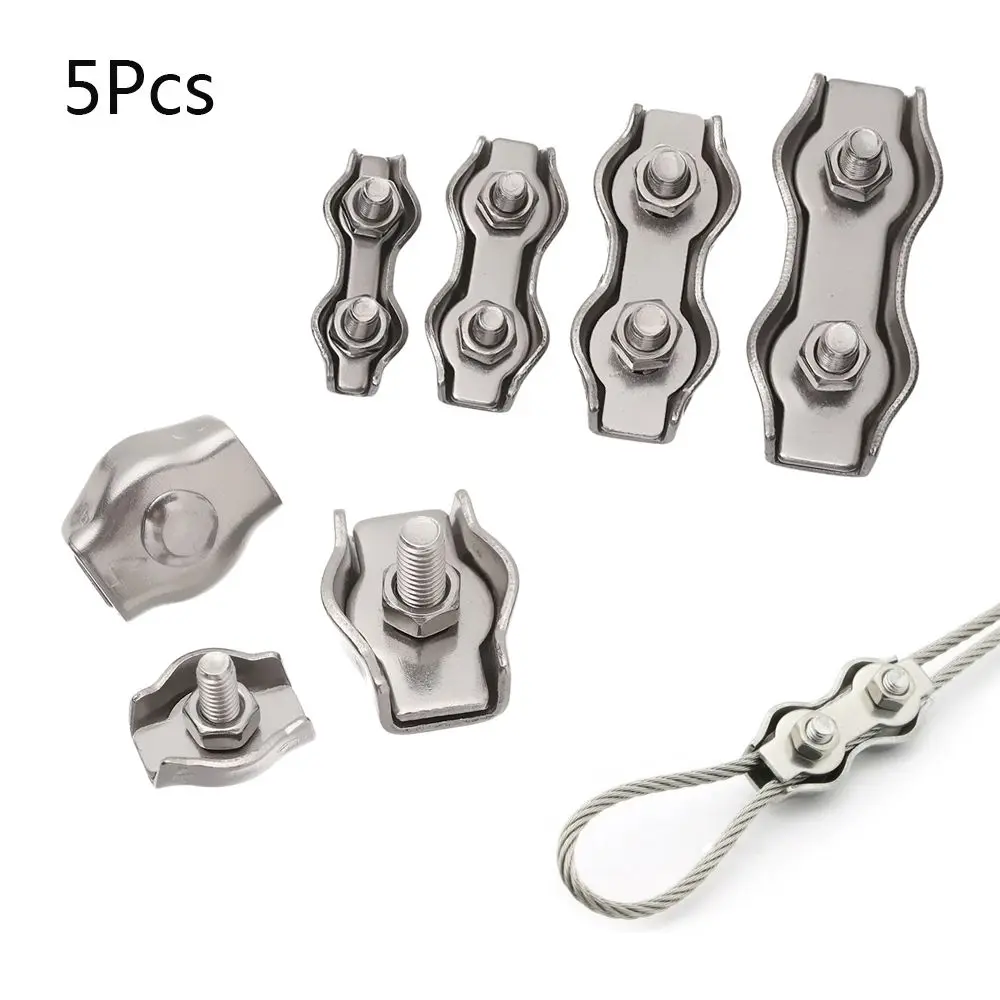 

5Pcs Anti-Slip 1/2-Post Rope Simple Grip Egg Shape Stainless Steel Bolt Clip Thimbles Wire Rope Clamp Caliper Rigging