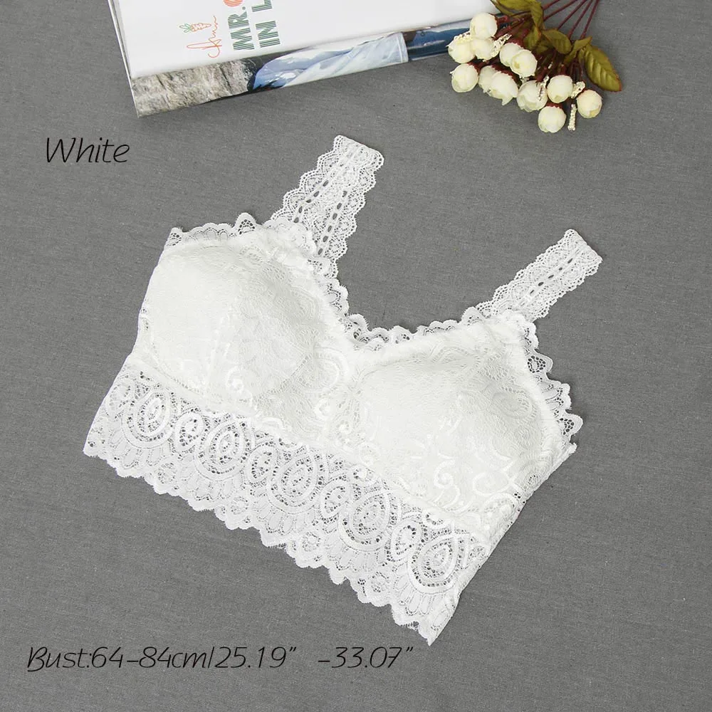Women Lace Crochet Padded Bra Tank Top On Model