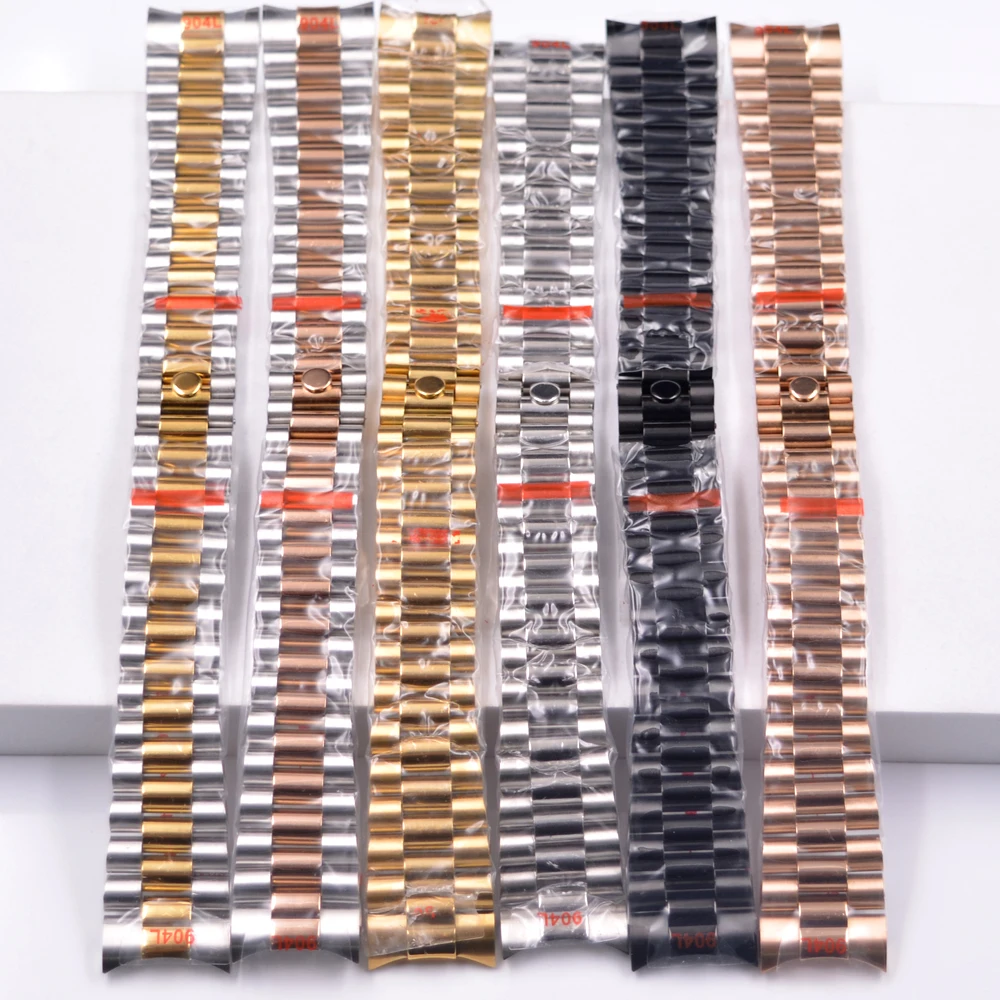 

High quality 20mm stainless steel watch band folding buckle fit watch case strap Presidential bracelet