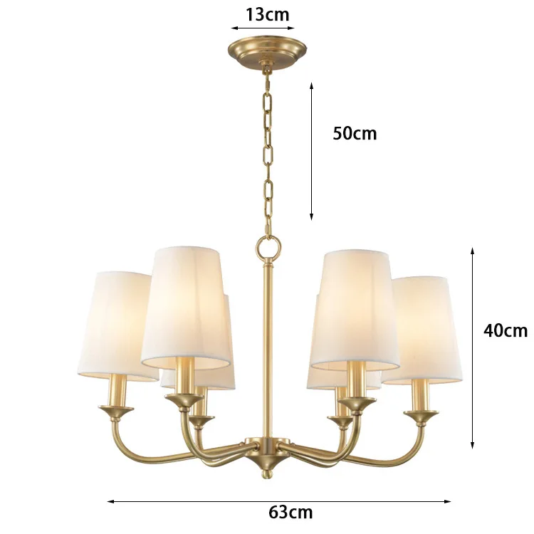 Luxury Design Copper Chandelier Moder Light Living Room Bedroom Study Dining Room Cloth Pendant Lamp