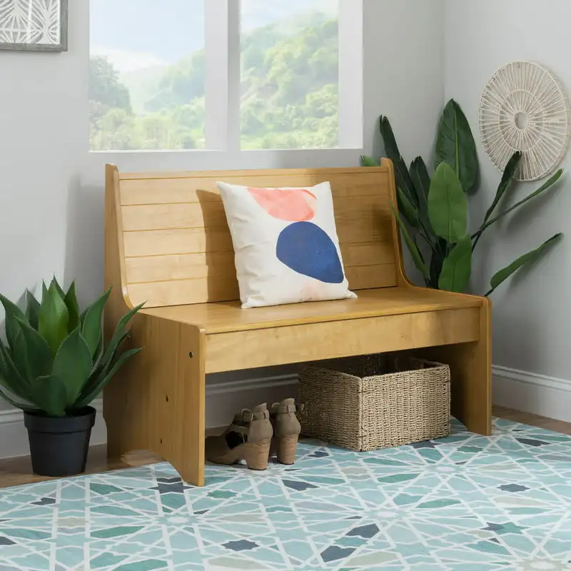 

High Back Dining with Storage, 42" Wide, Honey