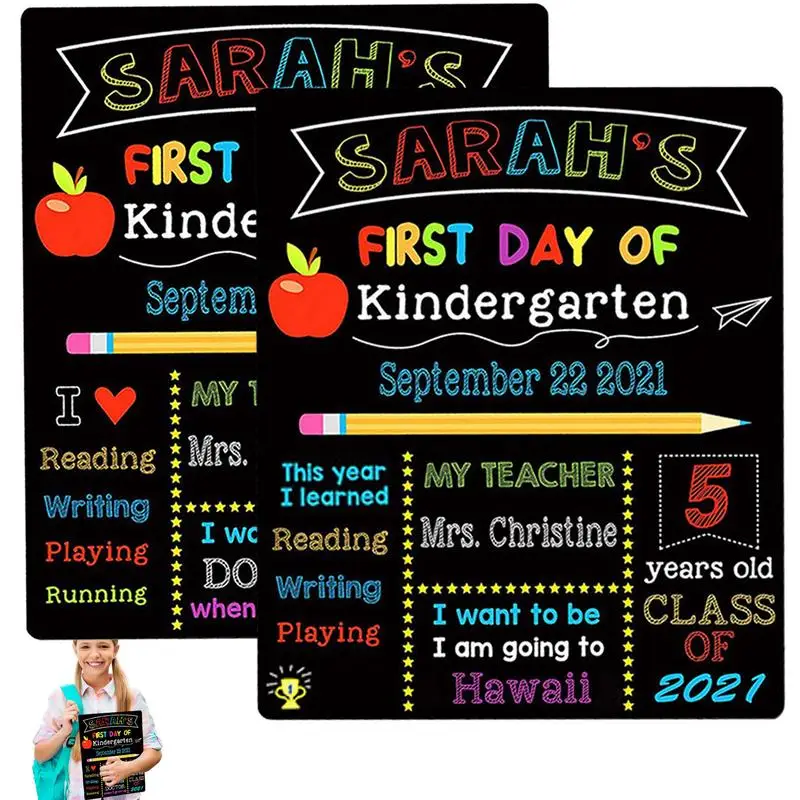 

First Day Of School Sign Reusable First & Last Day Of School Chalkboard Double Sided Back To School Board Photo Prop For Kids