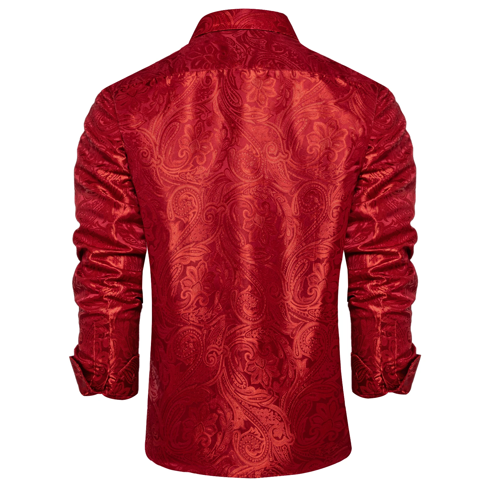 Mens Dress Shirt Men Long Sleeve Silk Polyester Wedding Prom Party Button Down Social Dress Shirt