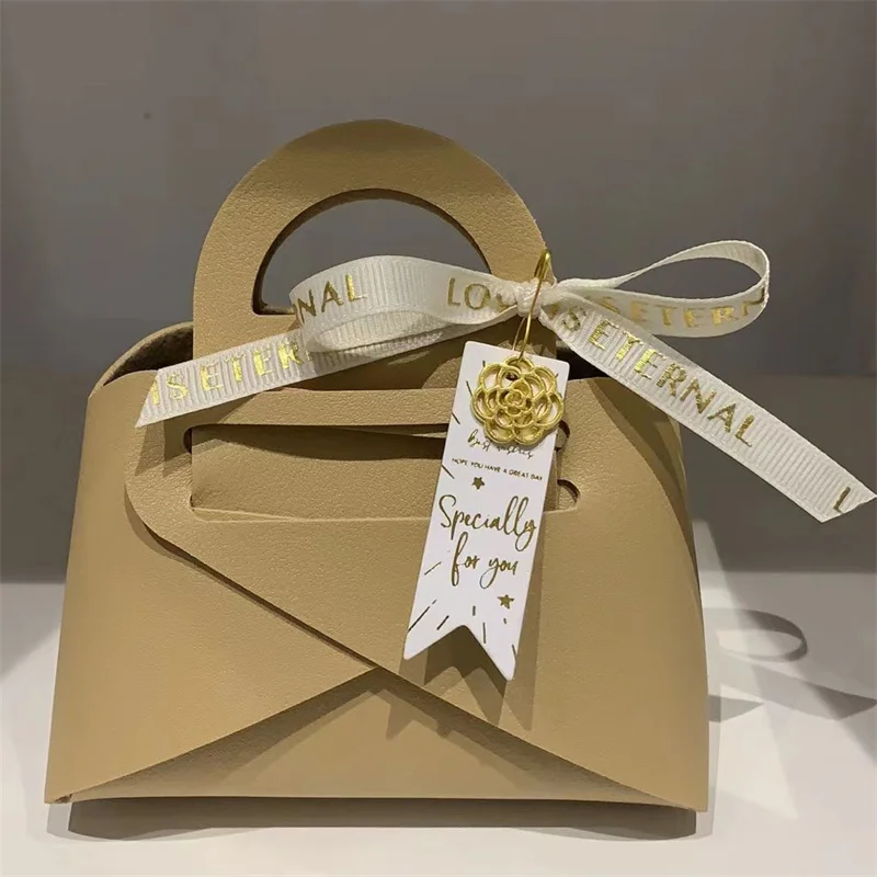 Bolsa de regalo, exquisita con asas, bolsa de embalaje, elegante, mini  bolso, bolsas de cuero PU para envoltura de regalo, celebración de bodas,  graduación Blanco Colco Bolsas para regalos de fiesta