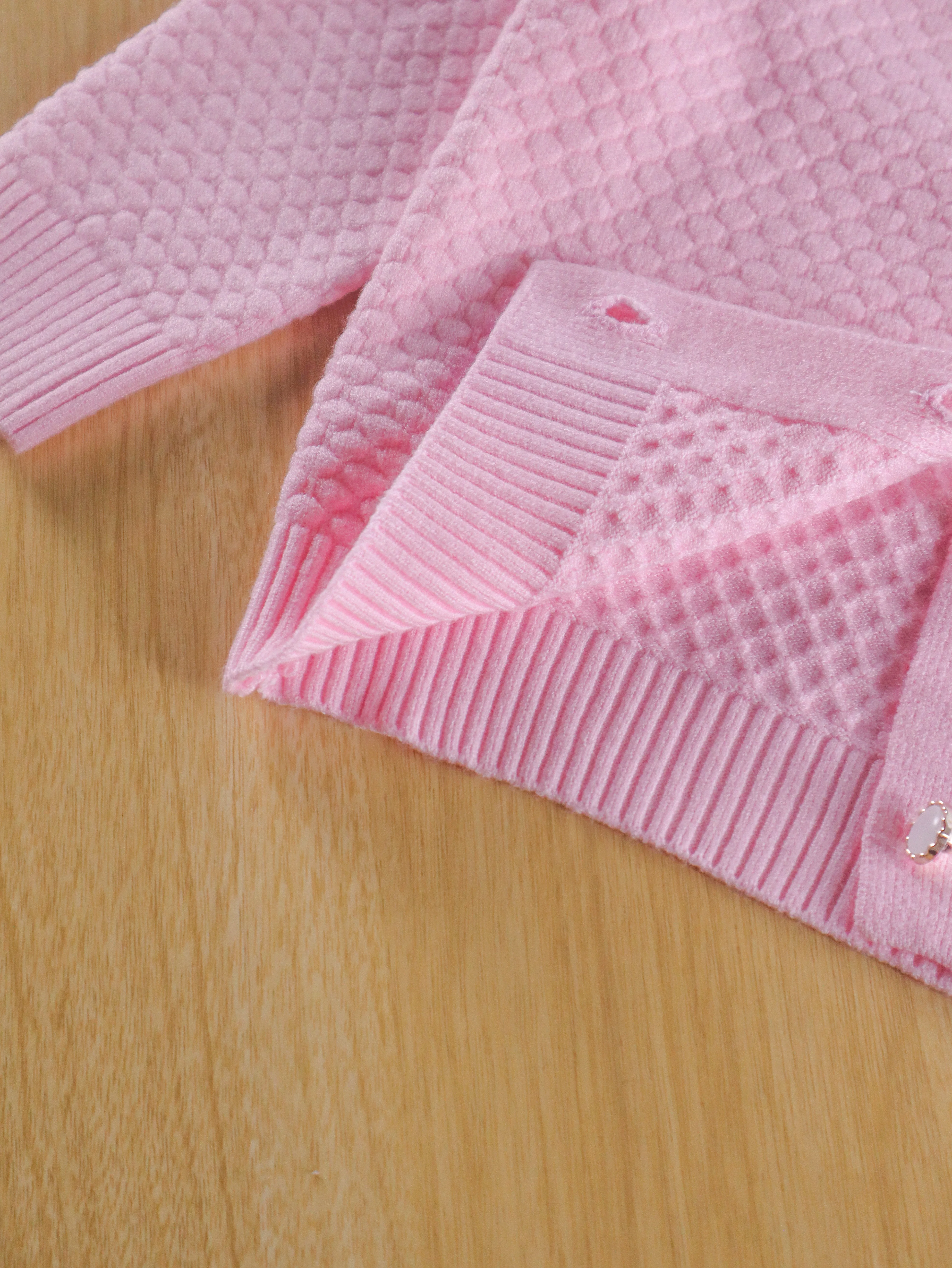 여아용 따뜻한 캐주얼 긴팔 V넥 꽃 장식 니트 가디건 스웨터, 가을 및 겨울,  의류