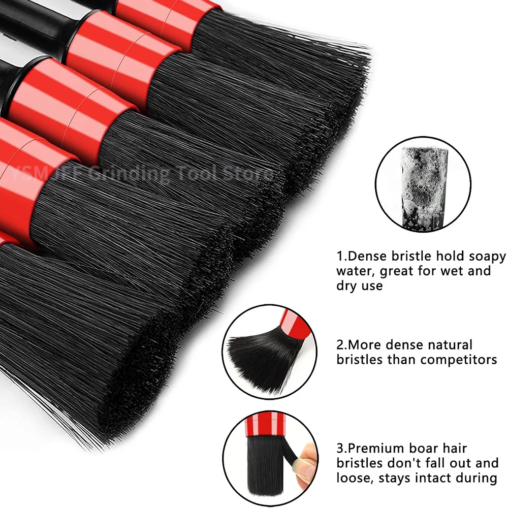 5 PCS Auto Detailing Brush Set, Different Sizes Automotive Detail Brushes Detailing Tool for Interior and Exterior Cleaning