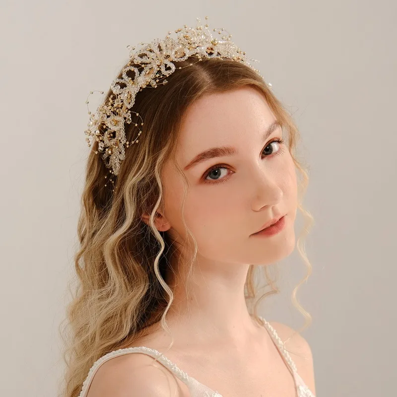 

Handmade Crystal Flower Headbands for Women Hair Accessories Fashion Gold Color Hairband Party Hair Jewelry Luxury Headwear Gift