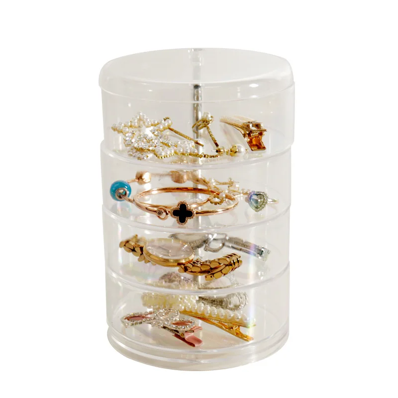 Transparent Rotating Plastic Jewelry Box Earrings Necklace Ring Jewelry  Storage Box Multi-function Earring Storage Rack