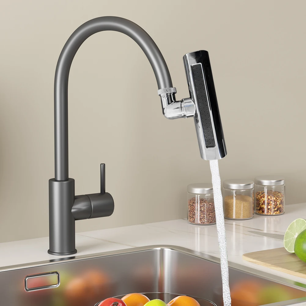 Waterfall Kitchen Faucet 360° Swivel Faucet Head Replacement Splash-proof Faucet Extender 4-Mode for Kitchen Sink