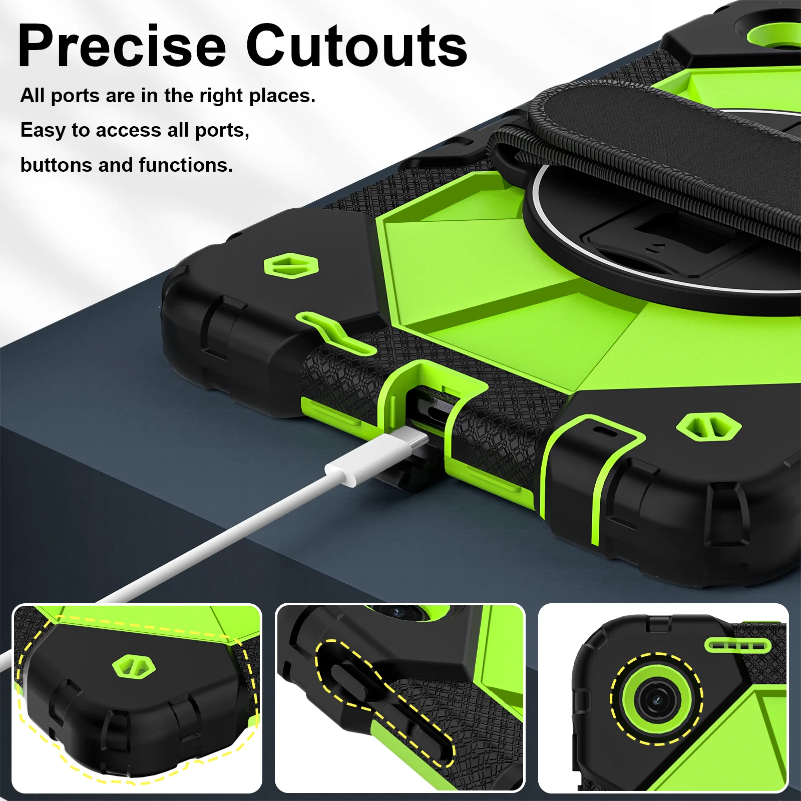 Enhanced Rugged Rotating Tablet Cover for Kids - Heavy Duty and Protective , 10.1 inch