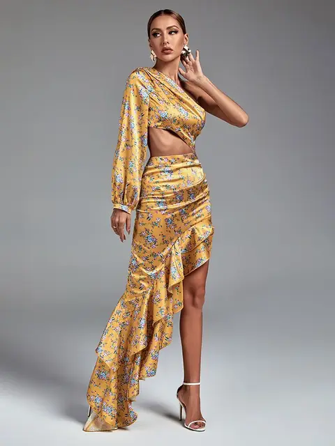 Tolani Floral One Shoulder Ruffle Skirt Outfit - Image 3