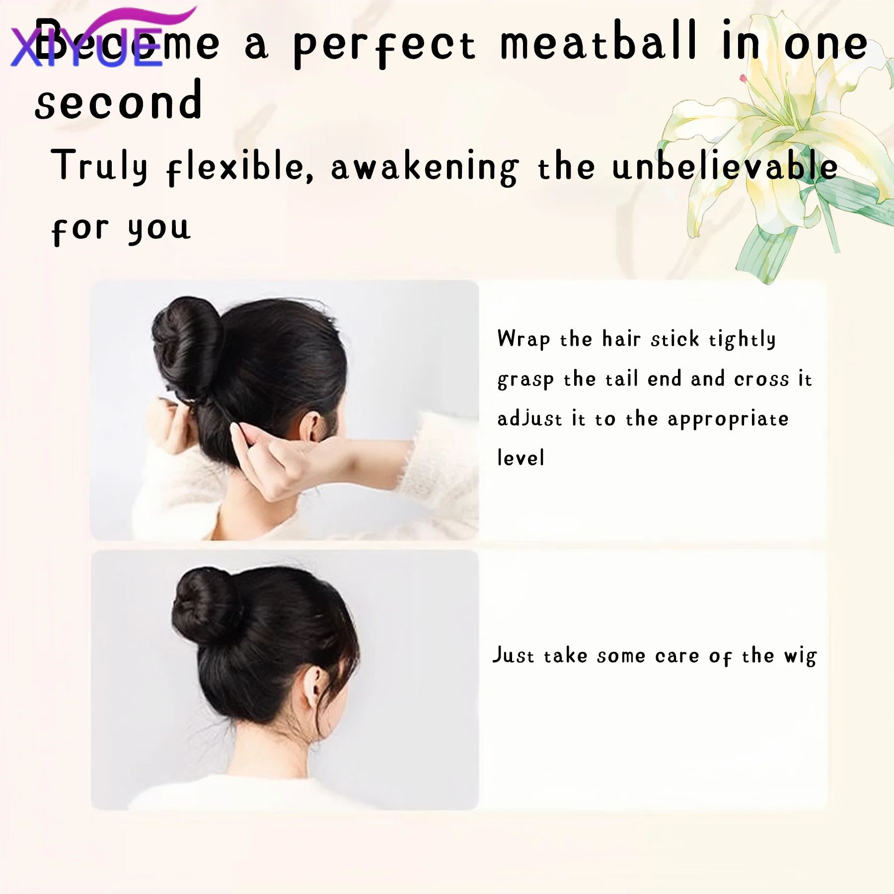 XIYUE Synthetic Messy Scrunchies Elastic Hair Band Women's Wavy Hair Buns Long Chignon Black Brown Buns Hairpiece For Women