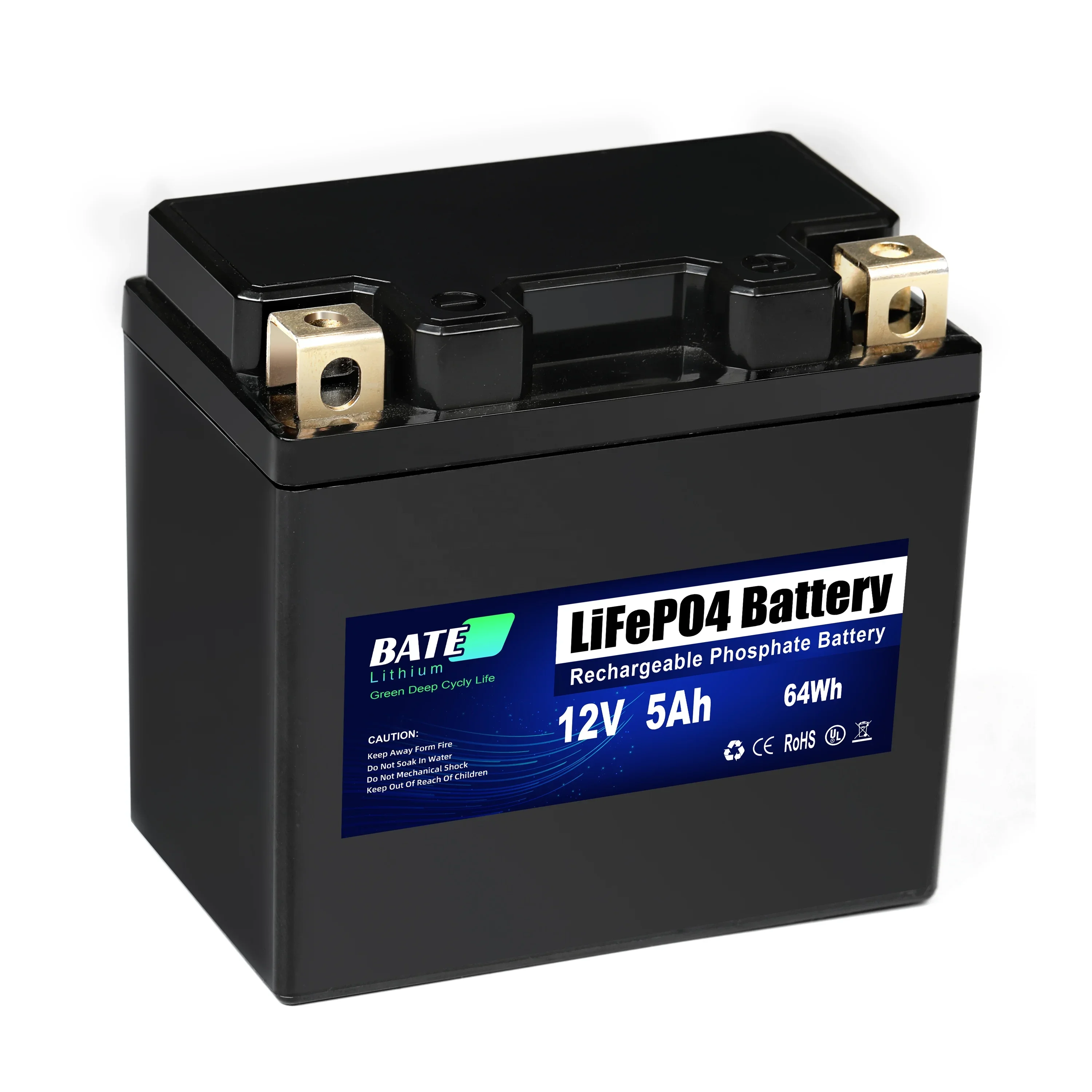 12V 5Ah Rechargeable Lifepo4 Battery Built in BMS Maintenance-Free Battery for Trolling Motor & Fish
