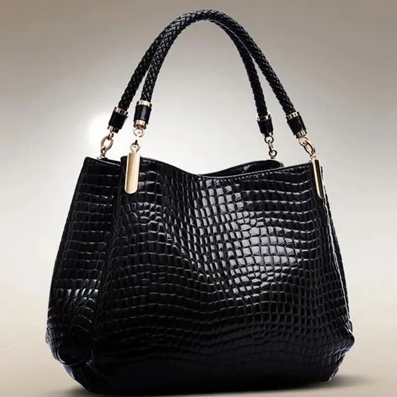 537668-7231bb.jpg Women's Bag Large Capacity Tote Daily Commute Women's Shoulder Bag Crocodile Print Bright Face Handbag Shopping - Image 1