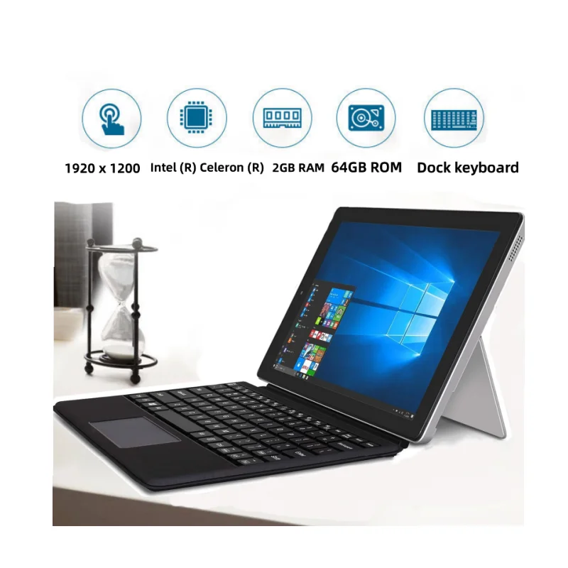 2GB DDR+64GB ROM  12.2 INCH  2IN1 PC Windows 10 W122 Tablet with Keyboard 1920x1200 IPS Celeron N4000 Processor  CPU