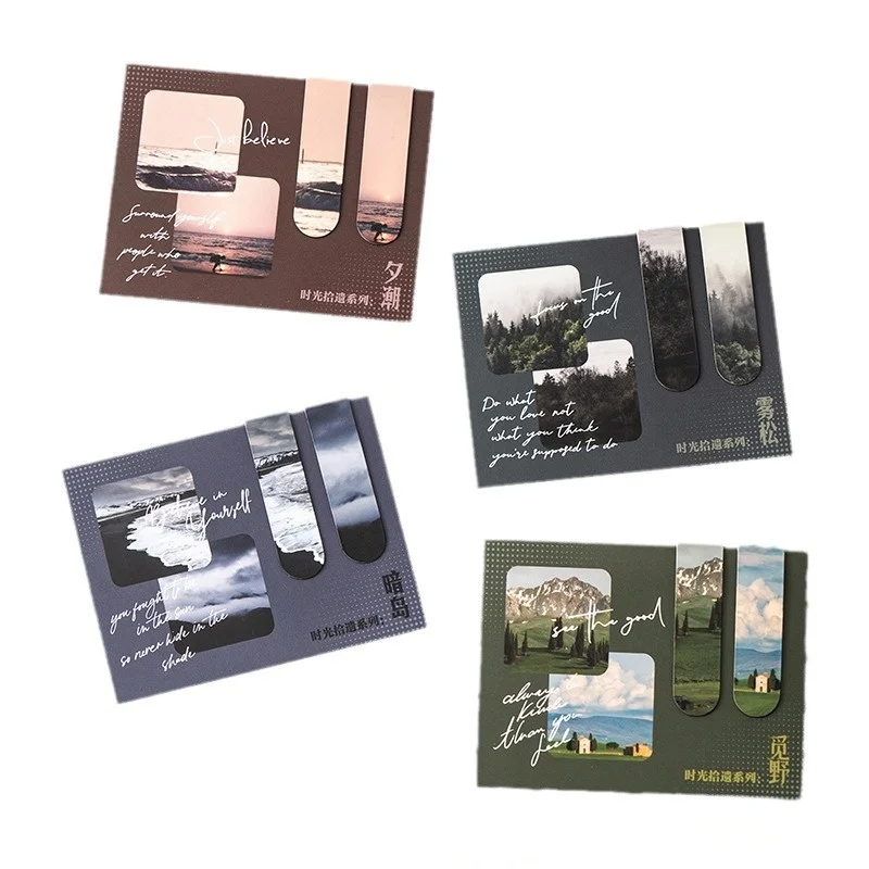 Creative Magnetic Bookmarks Landscape Book Pages Marker School Supplies 4 Style 2pcs/set