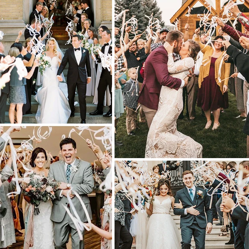 30 Baguettes De Mariage Avec Rubans Et Clochettes - Vert - 60 Cm - Pour Cérémonie, Photo, Ambiance Romantique