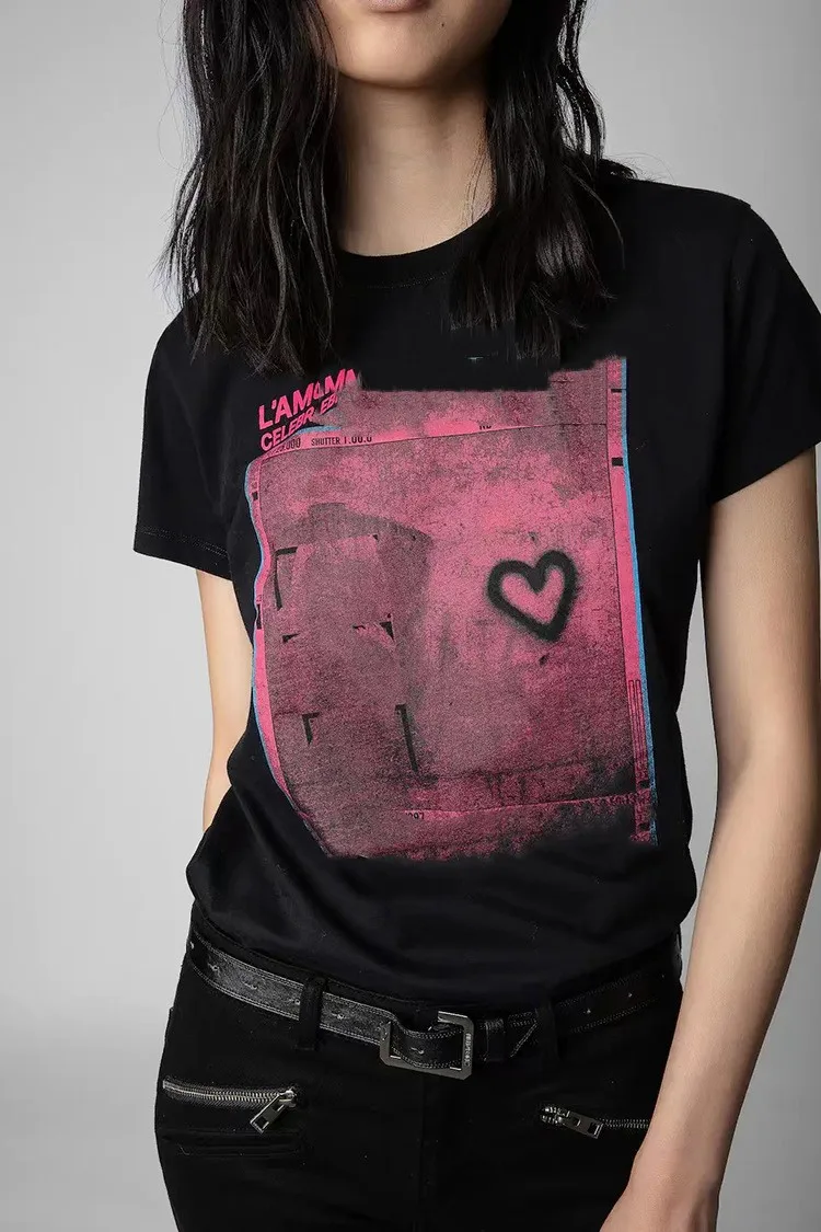 

Women Letter Graphic Printed T-Shirt Summer O-Neck Cotton Loose Casual Tees