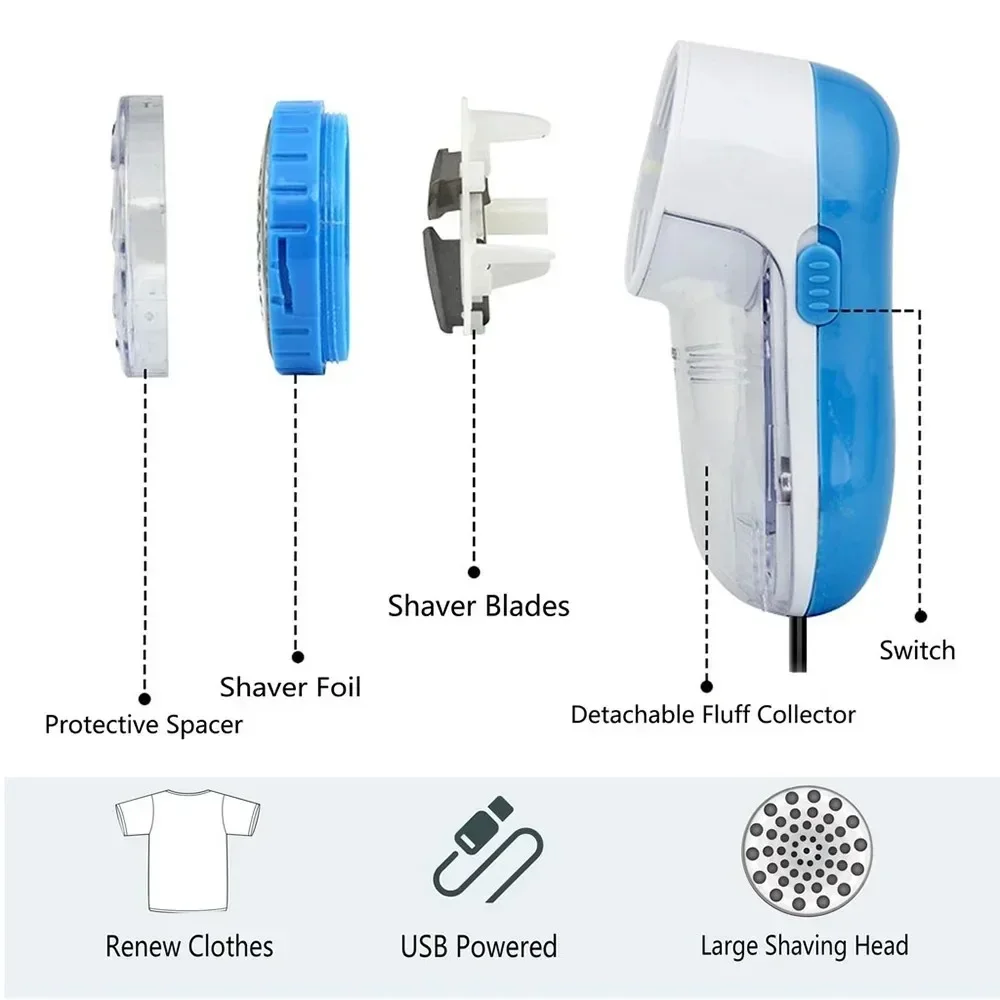 Electric Trimmer for Home Use, Quickly and Effectively Removes Pilling from Clothes, Sofas and Other Fabrics, USB Powered, 1 PC